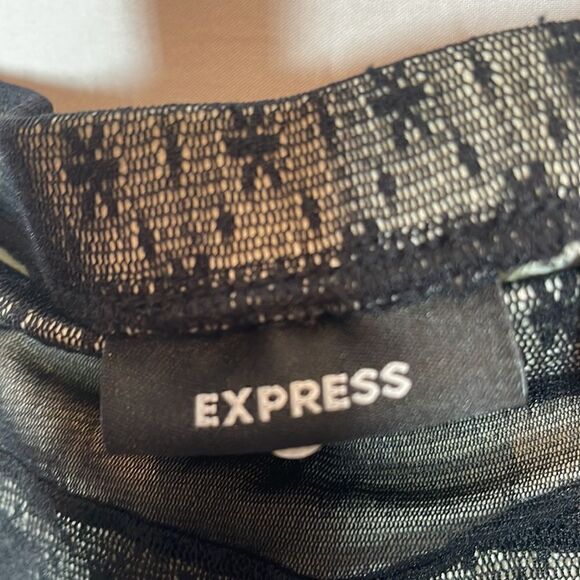 Express Black Sheer Lace Ruffle Peplum Pencil Skirt. Size Medium. - Picture 12 of 12